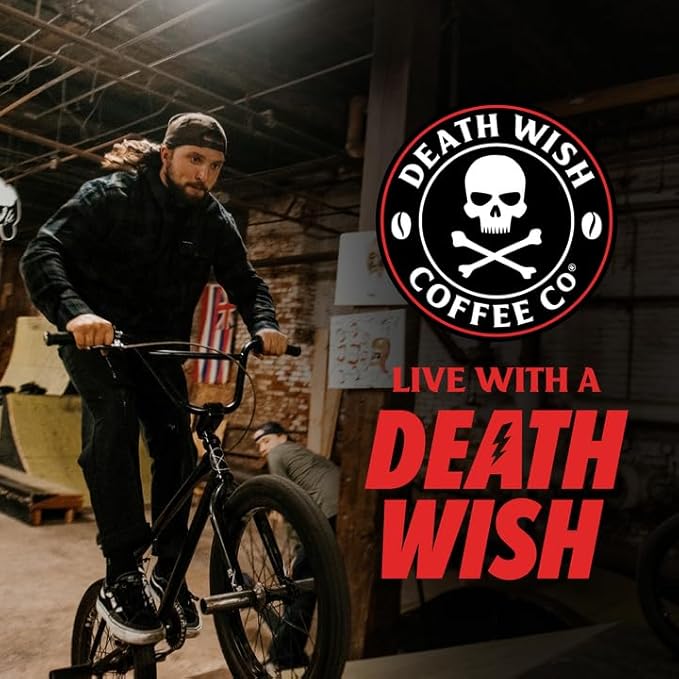 Death Wish Coffee, Organic and Fair Trade Dark Roast Ground Coffee, 16 oz