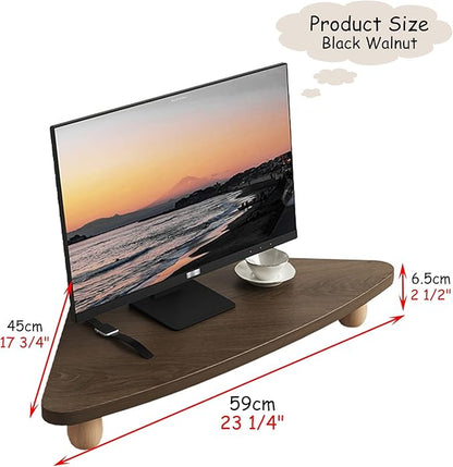 Corner Monitor Stand Desk Corner Computer Screen Stand for Cubicle, Ergonomic Triangle Monitor Organizer for Storage Keyboard ＆ Mouse, Desktop Laptop Stand(Color:Black Walnut)