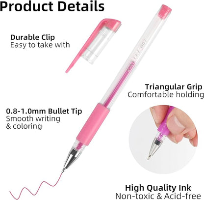 200 Pack Gel Pen Set 100 Colored Gel Pen with 100 Refills,Glitter Gel pens 40% More Ink with Canvas Bag for Kids Coloring Books Drawing Crafts Scrapbooks Journaling Planner