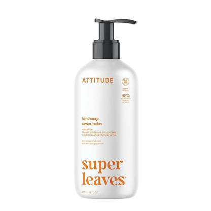 ATTITUDE Liquid Hand Soap, EWG Verified, Plant and Mineral-Based, Vegan Personal Care Products, Orange Blossom & Eucalyptus Scent, 16 Fl Oz