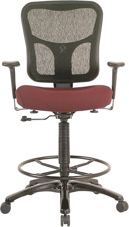 Tempur-Pedic TP8200C Fabric Drafting Stool with Backrest and Footrest with Lumbar Support, with Tempur Material, Cooling Gel Layer, Burgundy