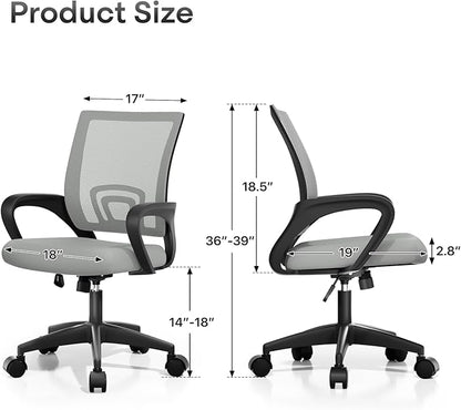 Athena Collection Office Chair - 330Lbs, 2 Packs Breathable Mesh Desk Chair Thickness Cushion with Lumbar Support & Armrest, Rolling Swivel Adjustable Tilt Lock for Home Office/Gaming, Bedroom Study