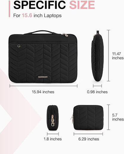 BAGSMART 15-16 inch Laptop Case with Handle, Puffy Padded Sleeve Compatible for MacBook Air 15.6 inch, MacBook pro 16 inch, Dell, HP Computers