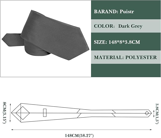 Men's Ties Solid Pure Color 3.15" (8CM) Necktie Plain Formal Business Wedding Black Ties For Men