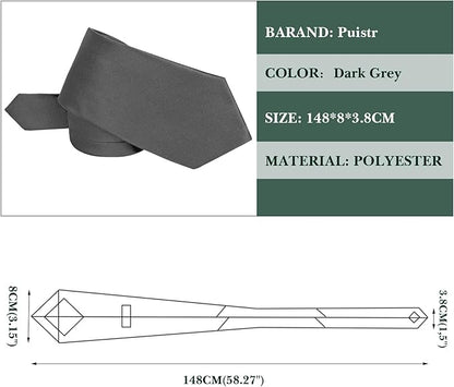 Men's Ties Solid Pure Color 3.15" (8CM) Necktie Plain Formal Business Wedding Black Ties For Men