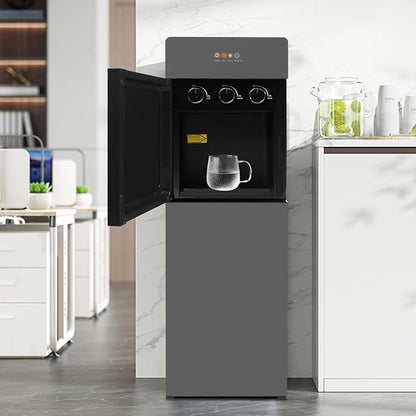 Water Coolers Water Dispenser Cold Hot Dispenser, Modern Powerful Electric Water Cooler Dispenser Bottom Loading for Home, Office, Gyms (Grey Silver Bottom)