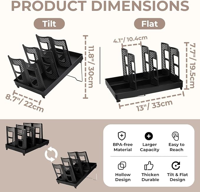 Atarvana 6 Slots Paper Cup and Lid Holder for 8-20oz Cups, Disposable Coffee Cup Dispenser of 2 Display Design for Coffee Station, Bar, Office, Home, Restaurant, Breakroom, Countertop