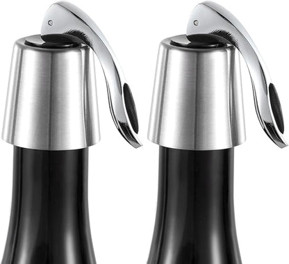 Stainless Steel Bottle Sealer & Wine Topper – Premium Wine Lover Gifts, Wine Gifts for Women and Men – Airtight Champagne Stopper for Sparkling Wine – Wine Essentials Gifts