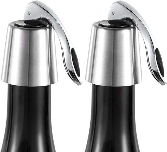 Stainless Steel Bottle Sealer & Wine Topper – Premium Wine Lover Gifts, Wine Gifts for Women and Men – Airtight Champagne Stopper for Sparkling Wine – Wine Essentials Gifts
