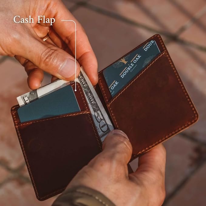 CLOUD Wallet Slim Minimalist — Magnetic Closure, Lightweight Design, Quick Access Pull Tab - Top Grain Leather Front Pocket Wallet (Brown)