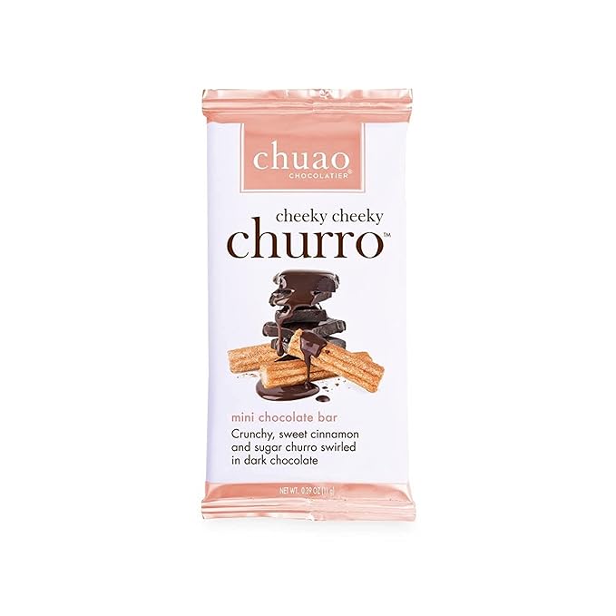 Chuao Chocolatier Cheeky Cheeky Churro Dark Chocolate Mini Bars | Gourmet Cinnamon Chocolate Artisan European No Preservatives | For Gift Baskets, Christmas, Valentines Day, Gifts for Women, Men, Birthday, Thank You, Care Package | 24 Pack
