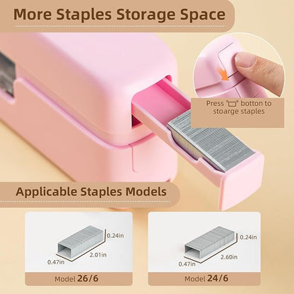 deli Stapler, Desktop Staplers with Integrated Staple Remover, 45 Sheet Capacity Office Stapler, 2 Pack, Pink