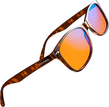 Swanwick Blue Light Blocking Glasses for Women, Men. Sleep Aid. Anti Eyestrain Headache for Computer, Gaming, TV, UV Glare