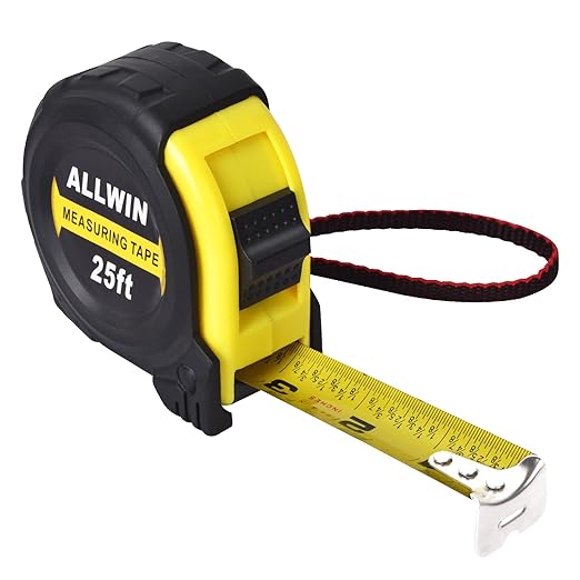 Tape Measure 25 Ft - Metal Retractable Tape Measure with Fractions, Easy Read, 1-inch Wide X 25 Foot