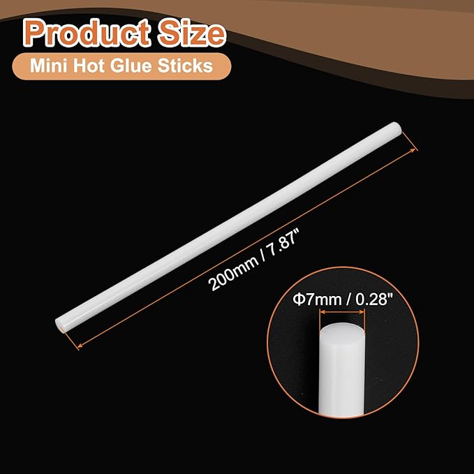 uxcell 8 Pcs Mini Hot Glue Sticks, 0.28" Dia x 7.87" Long EVA Glue Gun Sticks, White Mini Hot Melt Glue Sticks for DIY Craft Sticky Projects