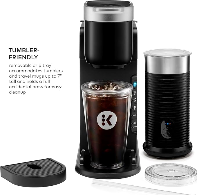 KeurigK K-Cafe Single Serve Coffee Maker with Milk Frother, Compatible with KCup Pods, Premium Drip Coffee Machine for Home and Kitchen, Automatic Brewing System, Ideal Barista Appliance