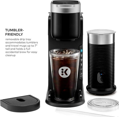 KeurigK K-Cafe Single Serve Coffee Maker with Milk Frother, Compatible with KCup Pods, Premium Drip Coffee Machine for Home and Kitchen, Automatic Brewing System, Ideal Barista Appliance