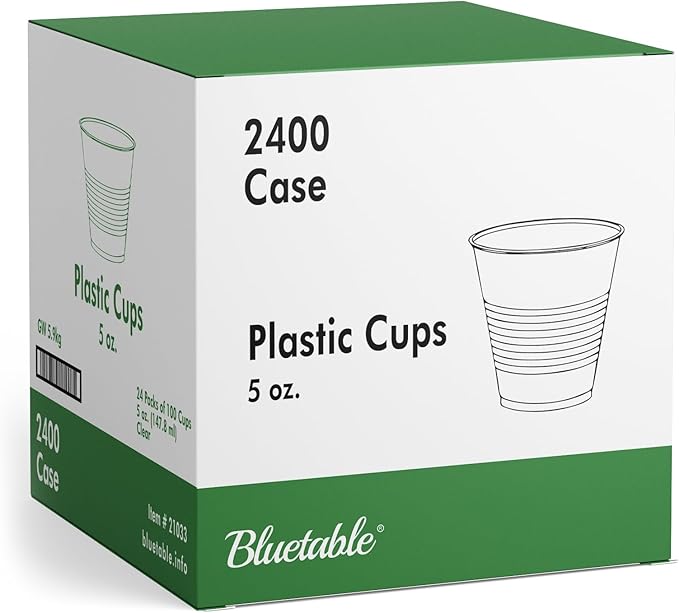 Bluetable 5 oz Cups Disposable Plastic Bulk 2400 Case – Small Medicine Cups 5 Ounce Bathroom Cups Translucent cup 5 oz. Water Dispenser Clear Drinking Cup [2400 Pack/Case]