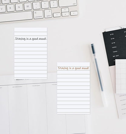 Pack of 400 Sticky Notes White Self-Adhesive Notes 76 x 127 mm, Sticky Notes Large Lined Sticky Note for Marking Pages for Office, Study, Home - 8 Pack/400 Sheets