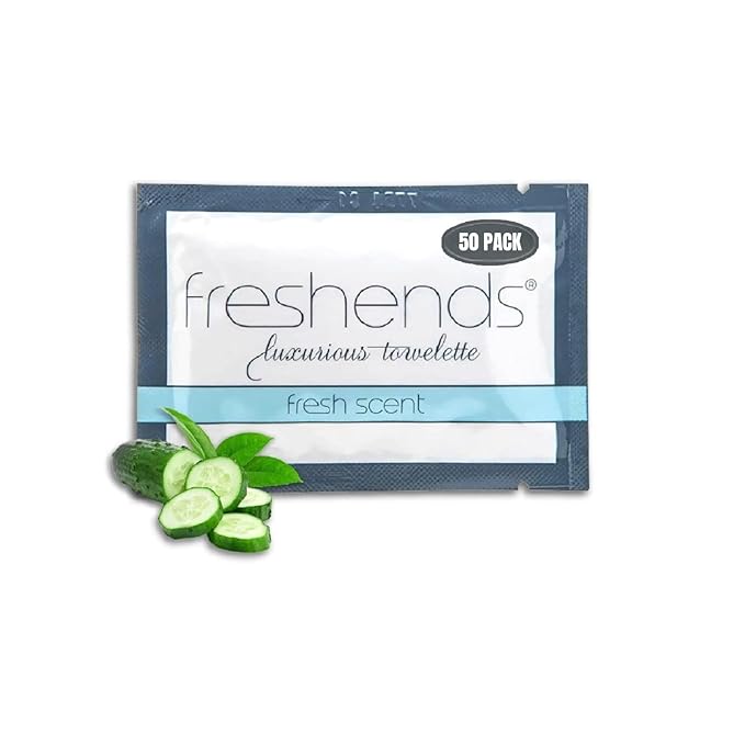 Freshends Luxurious Towelette Bundle - For Sensitive Skin - Ideal for Hotels, Airbnb, Clubs, Bars, and Weddings - Flushable Wipes- Fresh Scent- Travel Sized Wet Wipes -50 Count Pack (Gray)