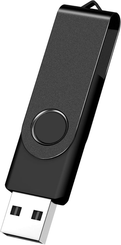 2GB USB Flash Drive, AreTop 1 Pack USB 2.0 Thumb Drives Memory Stick Swivel Jump Drive for Home & Office Use (1 Pack 2GB, Black)
