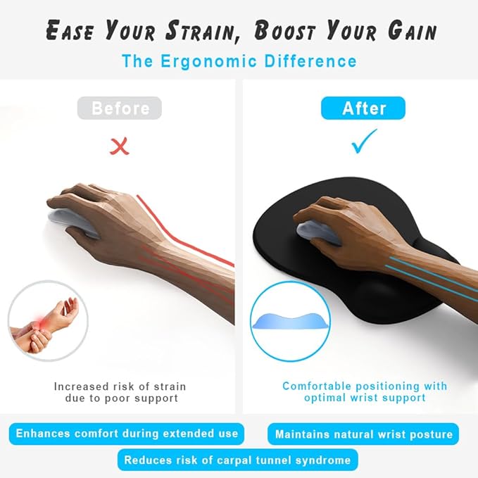 ErgoComfort Gel Wrist Rest Mouse Pad-Ergonomic Office Mousepad with Wrist Support-Non-Slip, Design Desk Accessories Mat for Home&Game Decor (08FloraBliss)