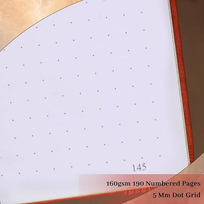 TIEFOSSI Dot Journal, 160gsm 190 Numbered Pages, Diary for Work & Sketching, A5 Hardcover Leather Journal for Writing Women Men