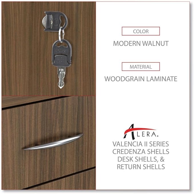 Alera Alera Valencia Series Mobile Pedestal File, Left/Right, 3-Drawer: Box/Box/File, Legal/Letter, Walnut, 15.88 X 20.5 X 28.38