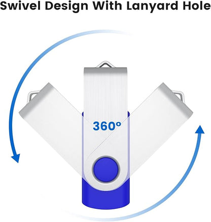 32GB Flash Drive 32gb USB Flash Drive 10 Pack Thumb Drive Memory Stick Swivel Jump Drive Keychain Design, Mixcolored