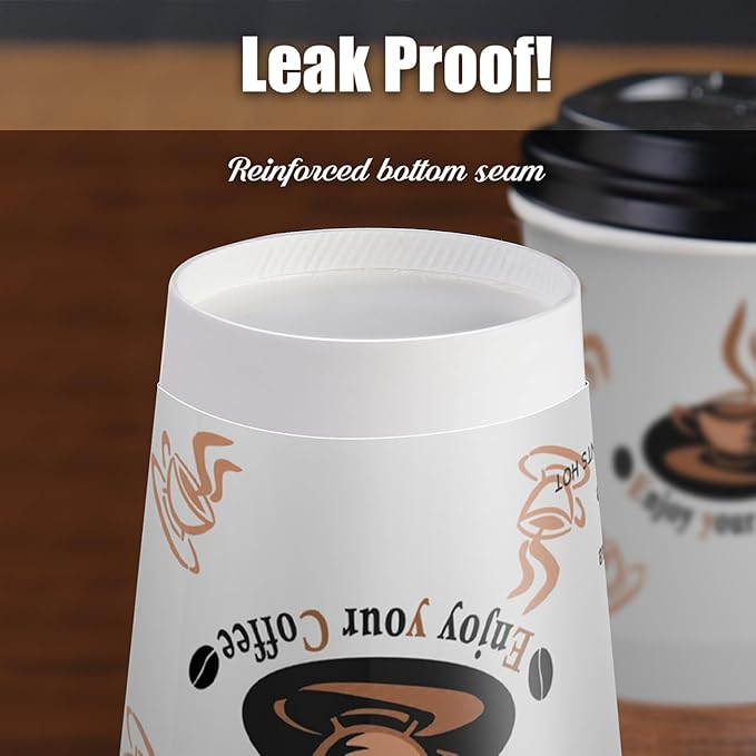 Qunclay 100 Pack 12 oz Double Wall Disposable Paper Coffee Cups with Lids, Insulated To Go Coffee Cup, Hot Drinking Cups for Daily use