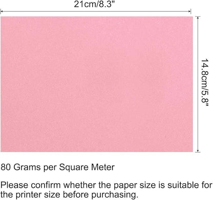 MECCANIXITY 50 Sheets Colored Copy Paper 8.3 x 5.8 Inch Printer Paper 80gsm Light Pink for Office Printing, Document Copying, Invitations, Forms, Art Projects