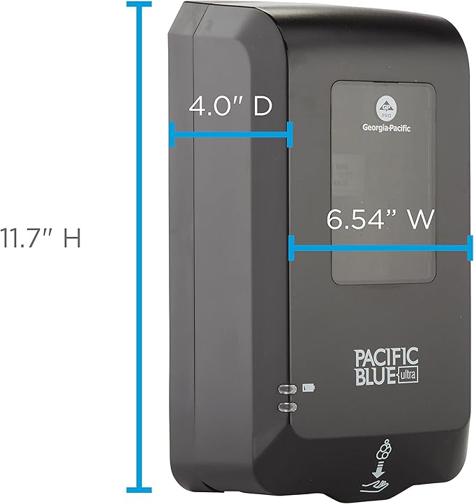 Georgia-Pacific (53590) Pacific Blue Ultra Automated Soap Dispenser, Black, Wall Mounted, Easy To Install & Maintain, Batteries Included