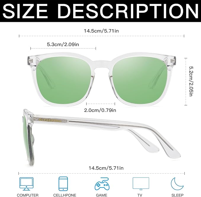 Sleep Glasses for 99.9% Blue Light Glasses Dual AR Coatings Green Lens for Computer Gaming Reduce Eyestrain