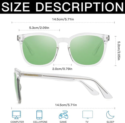 Sleep Glasses for 99.9% Blue Light Glasses Dual AR Coatings Green Lens for Computer Gaming Reduce Eyestrain