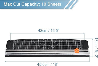 PATIKIL Paper Cutter A3 Stack Portable Paper Trimmer, 18" Length, 10-Sheet Capacity, Transparent Guide Ruler, Photo Vinyl Paper Cardstock Slicer Cutter for Office, Home
