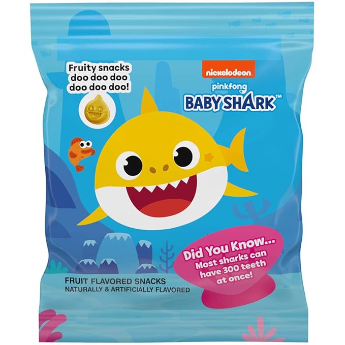 Funables Fruit Snacks, Baby Shark Shaped Fruit Flavored Snacks, 0.8 Ounce Pouches (Pack of 30)
