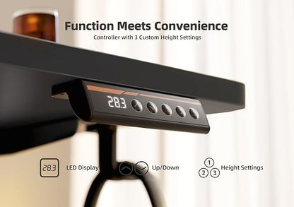 YDN Electric Standing Desk Adjustable Height, 40 x 24 Inches Stand up Desk with Cable Management, Home Office Desks with Splice Board & Black Frame, Black Top