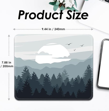 Square Mouse Pad with Stitched Edge, Premium Mousepad Washable Cloth. Computer Mouse Pad with Non-Slip Rubber Base, Mouse Pads for Computers Laptop Mouse 9.25x7.75x0.12 inch-Foggy Woods Winter