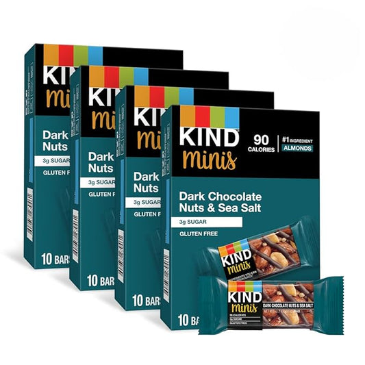 KIND Bar Minis, Dark Chocolate Nuts & Sea Salt, Gluten Free, 100 Calories, Low Sugar, 80 Count