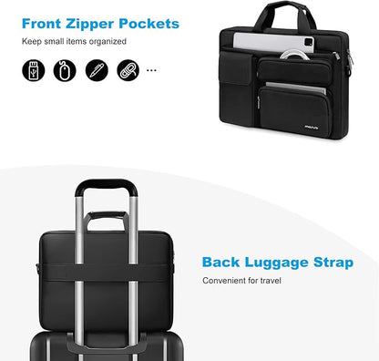 MOSISO Laptop Shoulder Bag 13 inch, 13 inch Computer Bag Compatible with MacBook Air M4 M3 M2 M1 2025-2018/Pro M2 M1 2025-2016 with 2 Raised&1 Flapover&1 Horizontal Pocket&Handle&Belt, Black