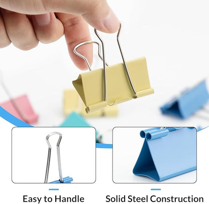 2 Inch 12 Pack Extra Large Binder Clips, Assorted Colors, Colored Jumbo Paper Clips, Big Paper Clamps, Binder Clips Large Size for Home, School and Office Supplies