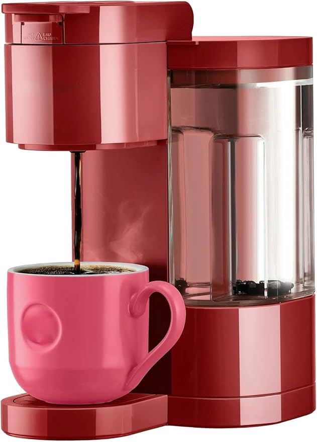KeurigK K-Express Essentials Single-Serve KCup Pod Coffee Maker 3 Cup Sizes Fast Fresh Brew 30oz Removable Water Reservoir Travel Mug Friendly Maintenance Alert Space-Saving (Red)