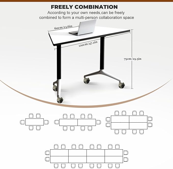 Conference Table,Folding Conference Room Tables with Flip-Top Design,Rolling Seminar Meeting Table with Caster,Mobile Training Tables,Large Seminar Tables for Office,Conference Training Room (6)