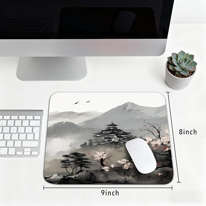 Cherry Blossom Patterns Desk Mat, Large Gaming Mouse Pad Non-Slip Rubber Base with Stitched Edges, Waterproof Protection for PC Laptop Home Office Desk Decor (8x9in)