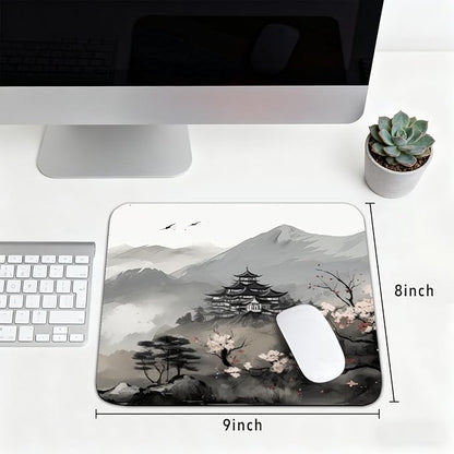 Cherry Blossom Patterns Desk Mat, Large Gaming Mouse Pad Non-Slip Rubber Base with Stitched Edges, Waterproof Protection for PC Laptop Home Office Desk Decor (8x9in)