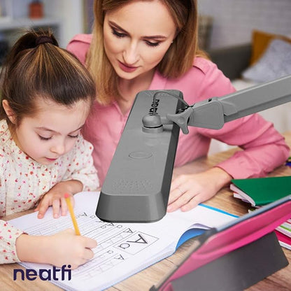 Neatfi Task Lamp – 2,500 Lumens, 30W, 22-Inch Wide Shade, 4 Brightness Levels, Eye-Caring Light, Clamp Mount, LED Task Light for Manicure Table, Crafts, Workbench, Office (Non-CCT, Silver)