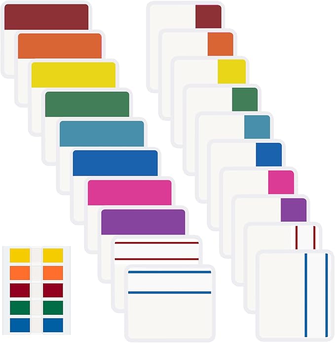 500 Pieces Sticky Index Tabs, Writable & Repositionable Page Markers, 2 Inch File Tabs for Notebooks, Books, Binders, Folders, Tab Dividers Stick On, 10 Colors, 21 Sets (Vibrant, 500pcs)
