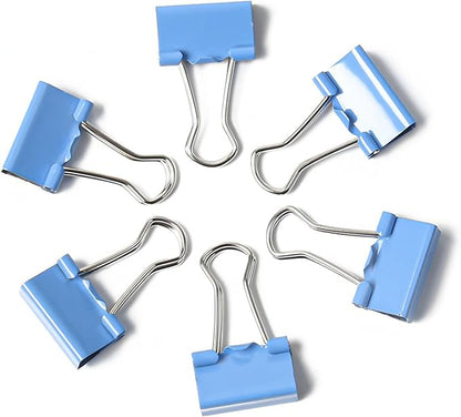 100 Pack Mini Blue Binder Clips 5/8 Inch (15 mm), Colored Little Paper Clamps, Small Tiny Micro Size Paper Clips for Office Home School Business 0.6"