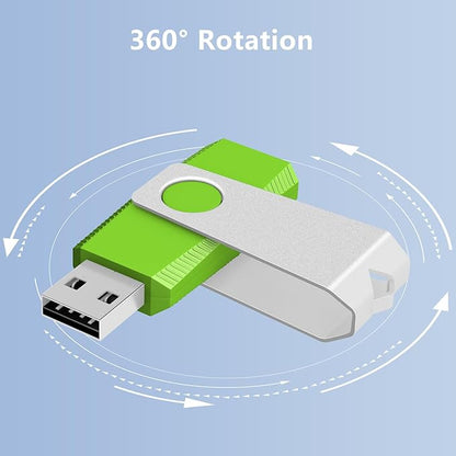 2GB USB Flash Drive 20 Pack AGECASH Thumb Drive Bulk USB 2.0 Flash Drives Swivel Memory Stick Pendrive with Lanyards Zip Jump Drives Multipack for Data Storage (2GB Green)