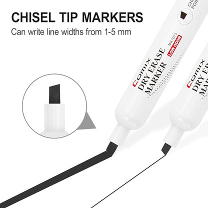 Comix Dry Erase Markers, Chisel Tip Black White Board Markers, 36 Bulk Black Colors Low Odor Markers for Kids Office & School Supplies